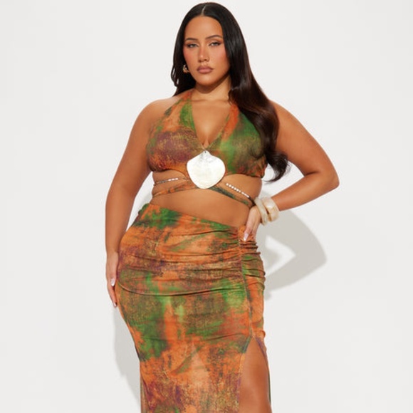 🆕 NWT 1X FN Sea Siren Maxi Skirt Set - Multi Color - Picture 1 of 3